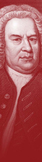 Bild vom Johann Sebastian Bach in rot